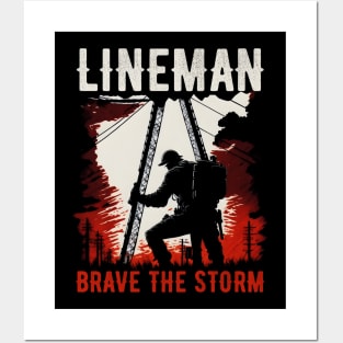 Lineman brave the storm. Posters and Art